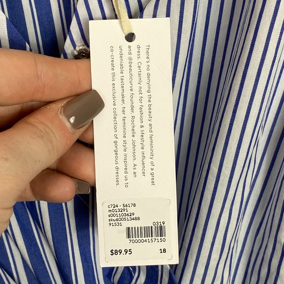 NWT Lane Bryant Blue and White Striped Midi Dress - Picture 7 of 9
